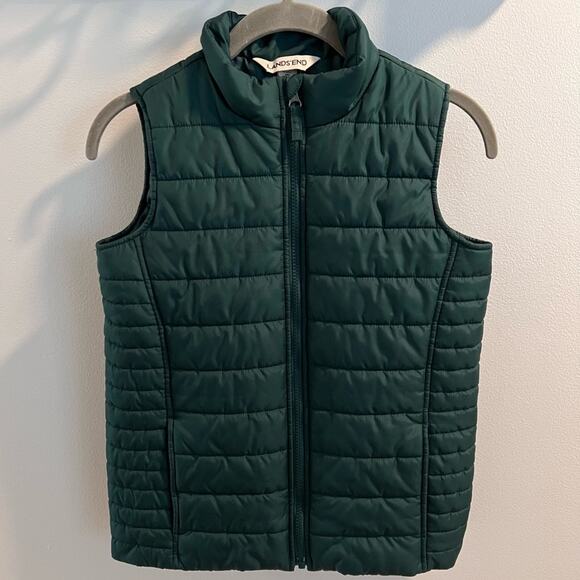 Lands End Green Zip Front Vest Size S 8-9 Years - Picture 1 of 9